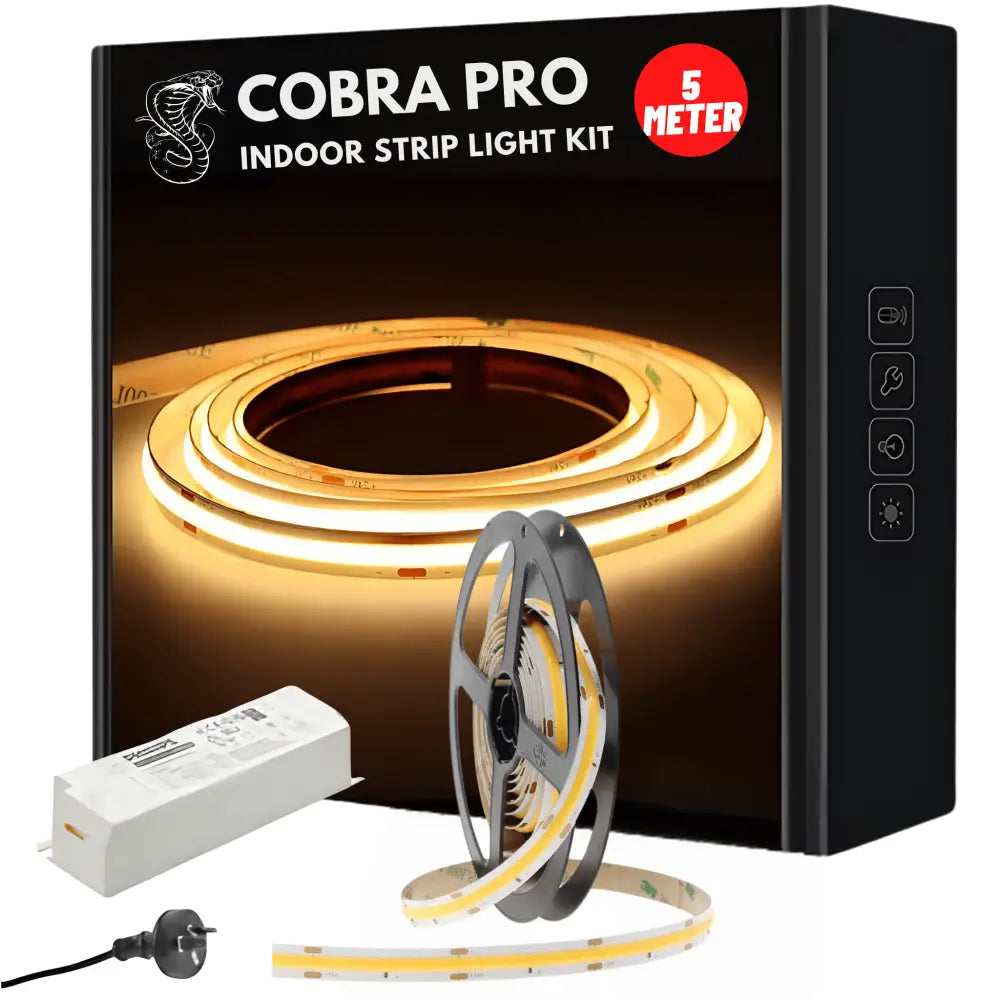 Green Earth Lighting Australia Strip Kit COBRA 5m Pro COB LED Strip Light Kit | 8mm Width