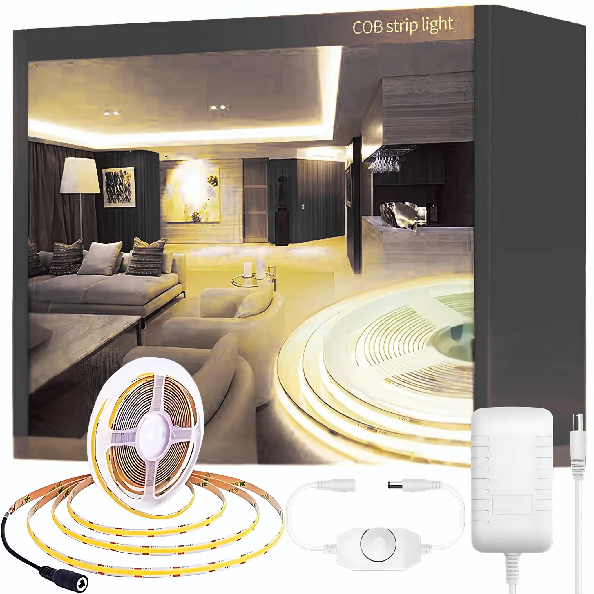 5m Dimmable Dotless Cob Led Strip Light Kit 12w