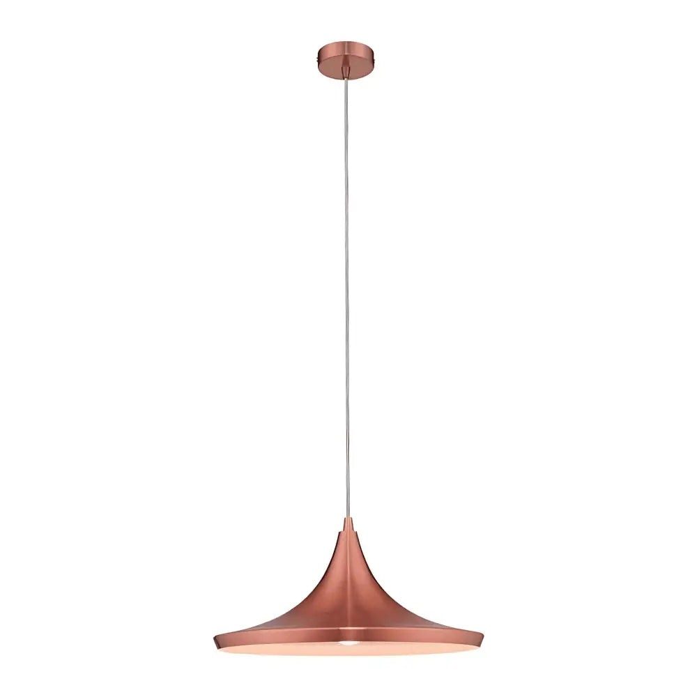 LAYA-460 brushed copper pendant — wide metal shade for contemporary and rustic interiors.