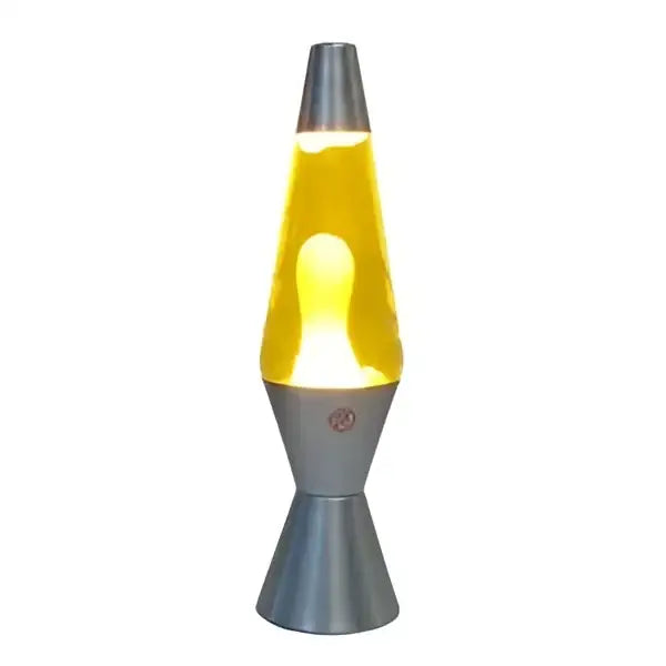 EOE Gold White Diamond Lava Lamp glowing on bedside table