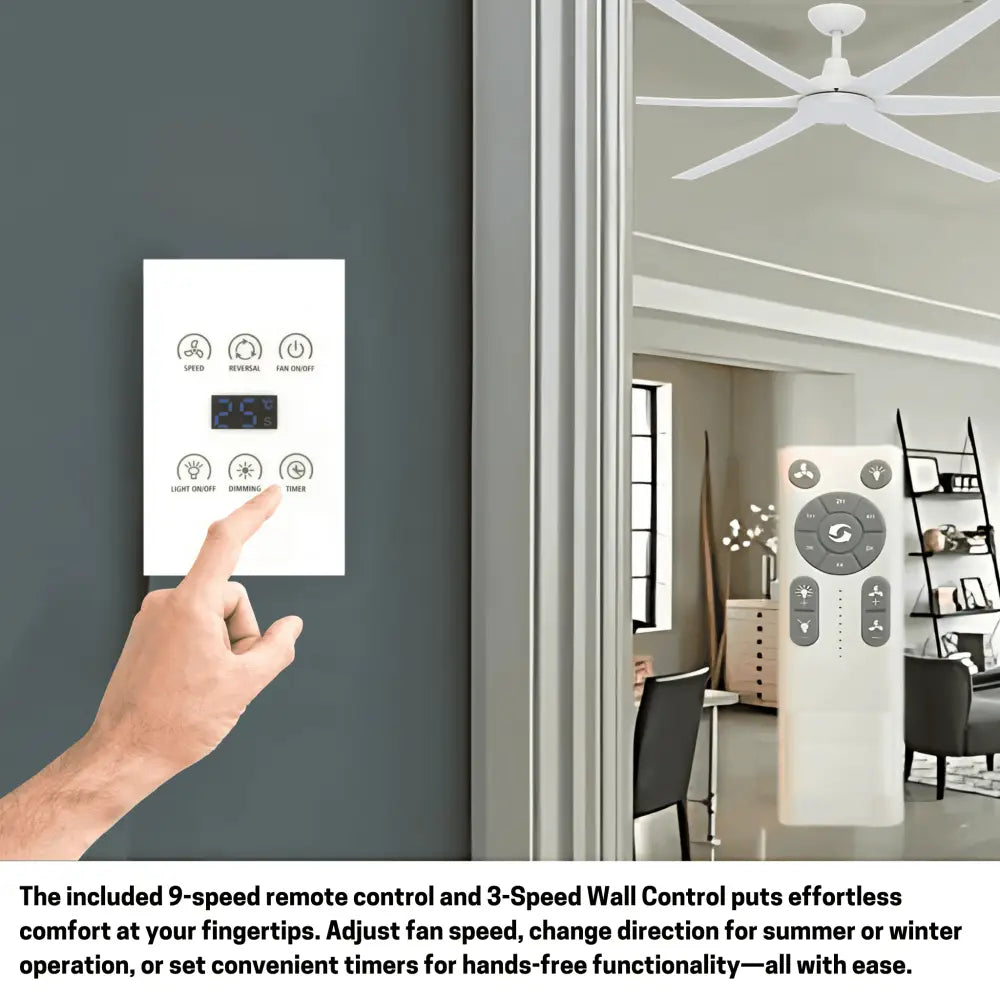 Green Earth Lighting Australia Ceiling Fan GLIDE 80" White DC Ceiling Fan with Remote & Wall Control 60156 + CFA-WDC1