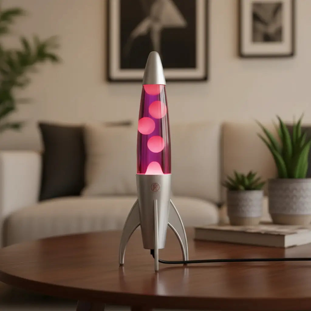 Pink & White Rocket Motion Lava Lamp - 37cm Retro Table Lamp
