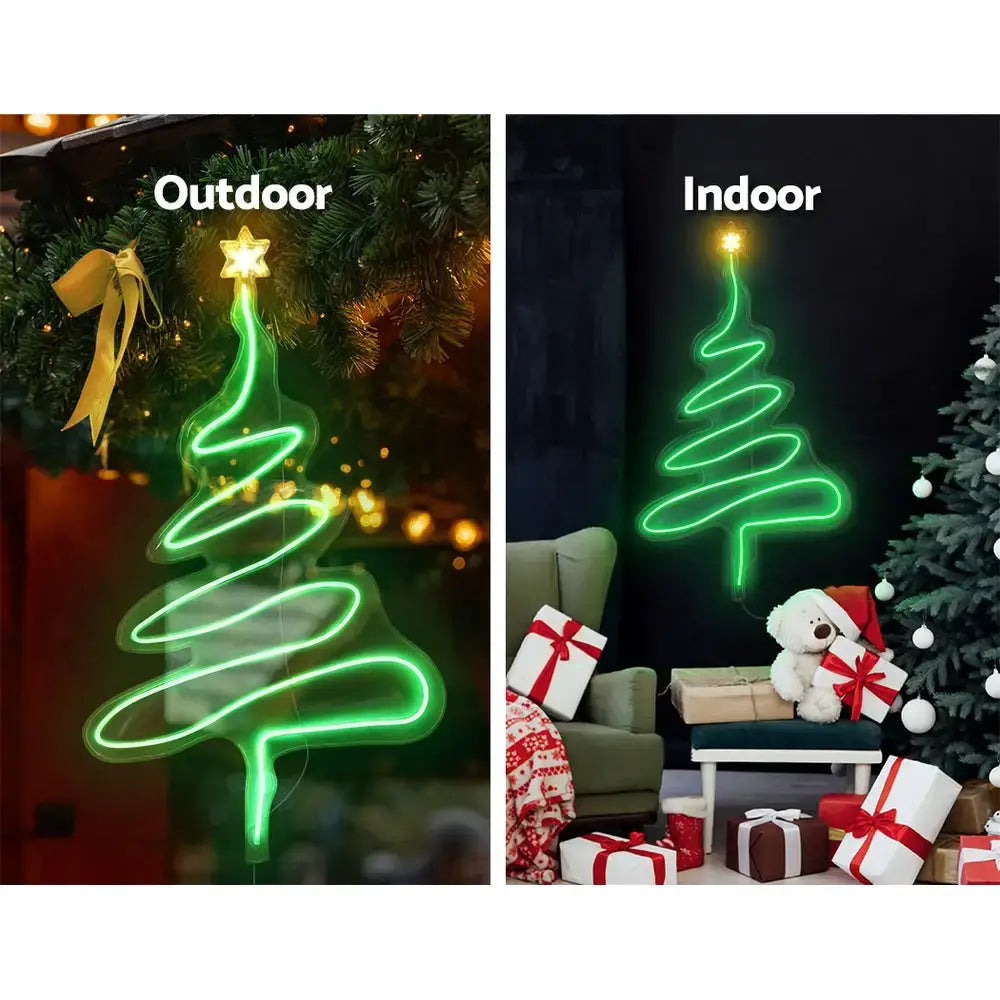 Green Led Christmas Tree Light - 114cm with Steel Frame