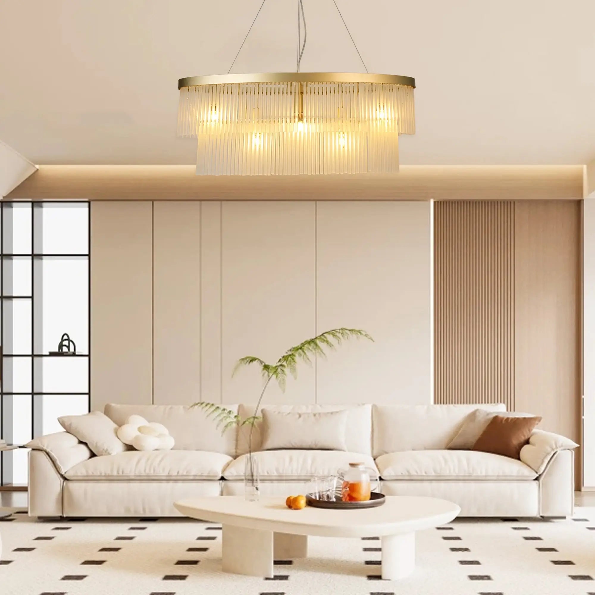 Greer Brushed Brass 4 Tier Chandelier - Lexi Lighting