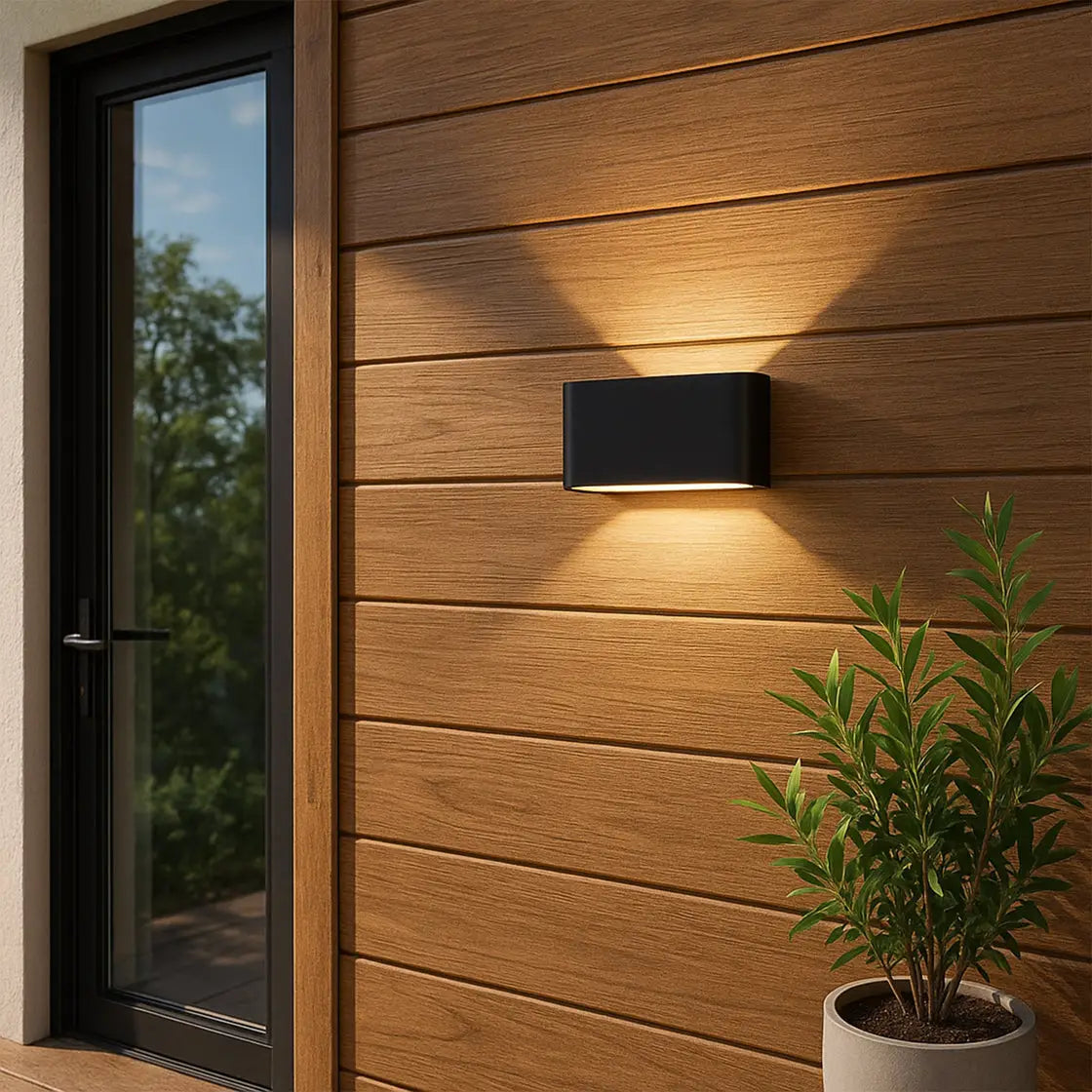 Hayden 12w Up/down Matt Black Led Wall Lamp Ip54 Green