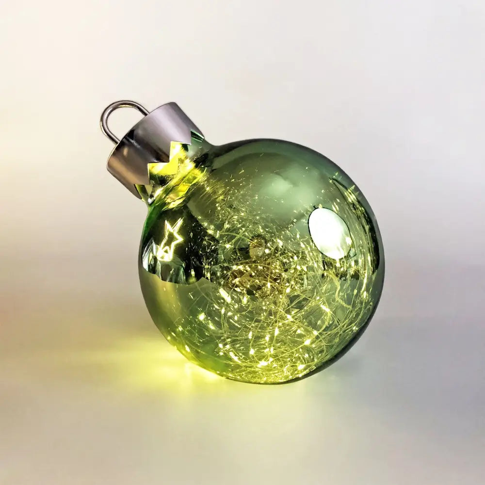 Promo Christmas Table Decoration&Candle Green Illuminated Christmas Glass Bauble - 5 colour options DEC003G-P