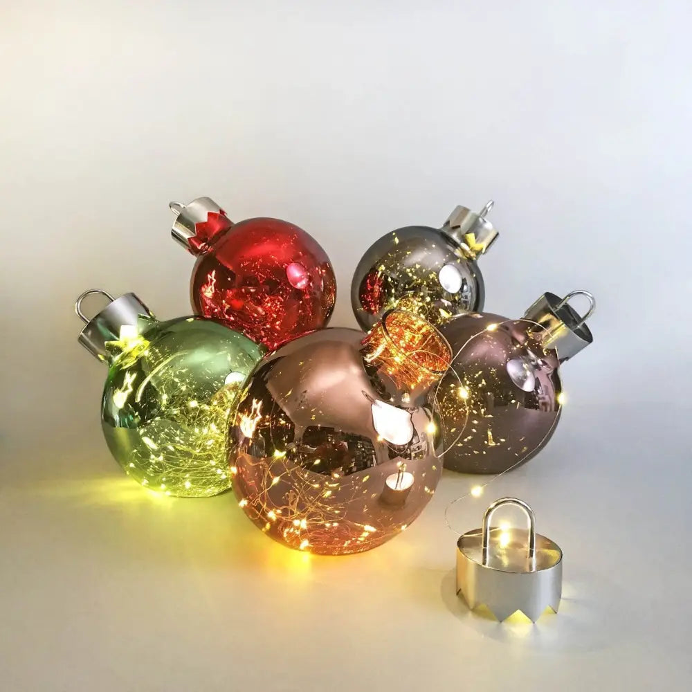 Promo Christmas Table Decoration&Candle Illuminated Christmas Glass Bauble - 5 colour options
