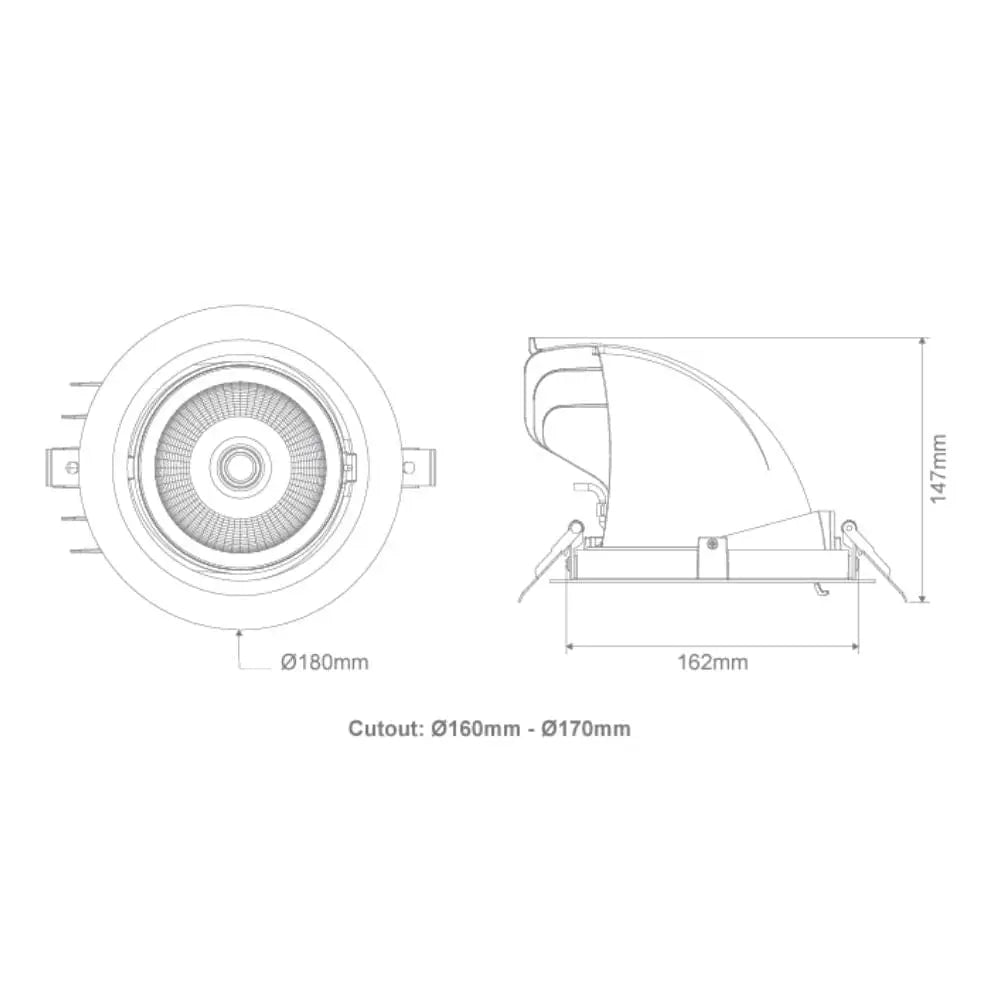 Green Earth Lighting Australia DOWNLIGHTS White Infinite 112 25W Tri-Colour Adjustable LED Downlight 160mm cut out DL-20472