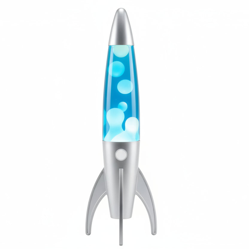 Blue White Rocket Motion Lava Lamp - 37cm Retro Table Lamp
