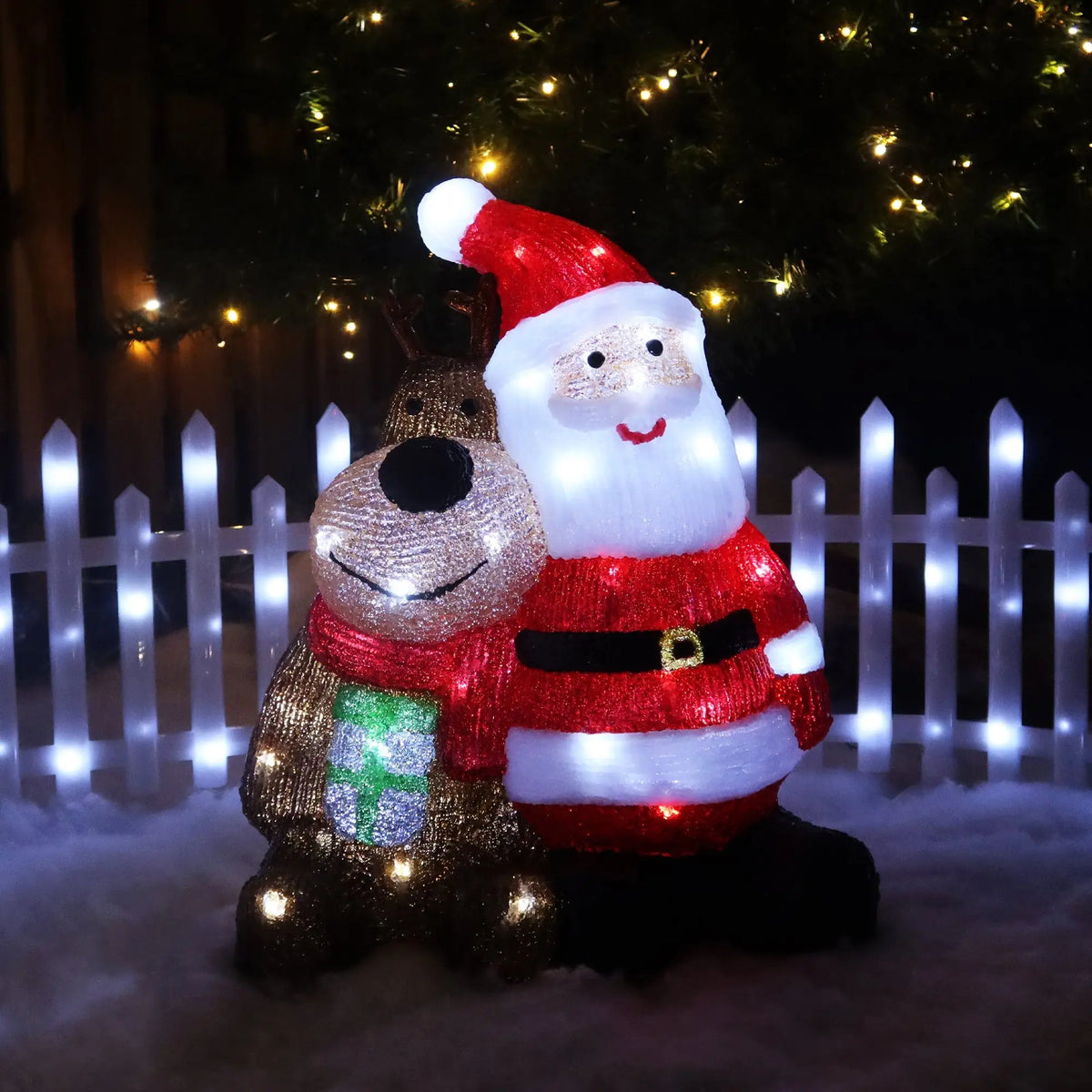Led Reindeer with Santa Christmas Decoration Acrylic