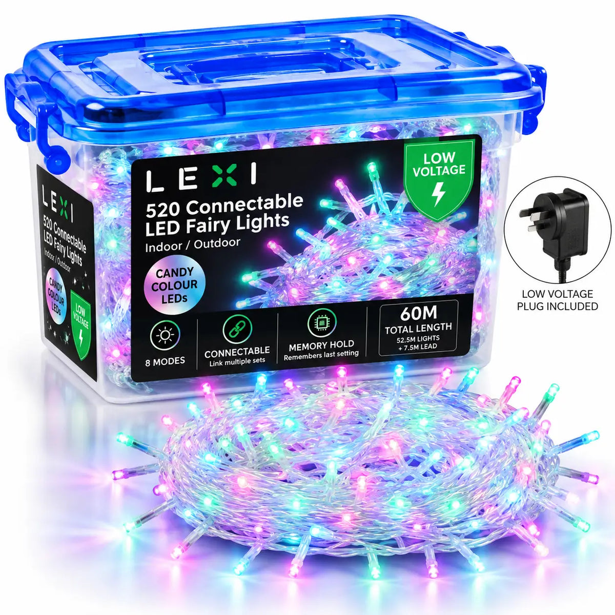 Lexi Lighting 60M 520 LED Candy Connectable Fairy Lights