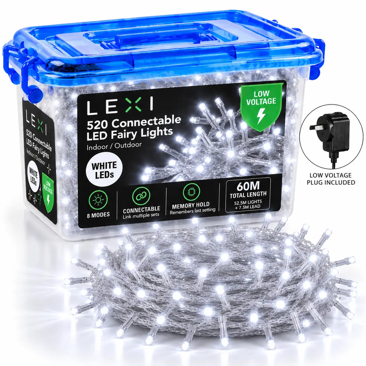 Lexi Lighting 60M 520 LED White Connectable Fairy Lights