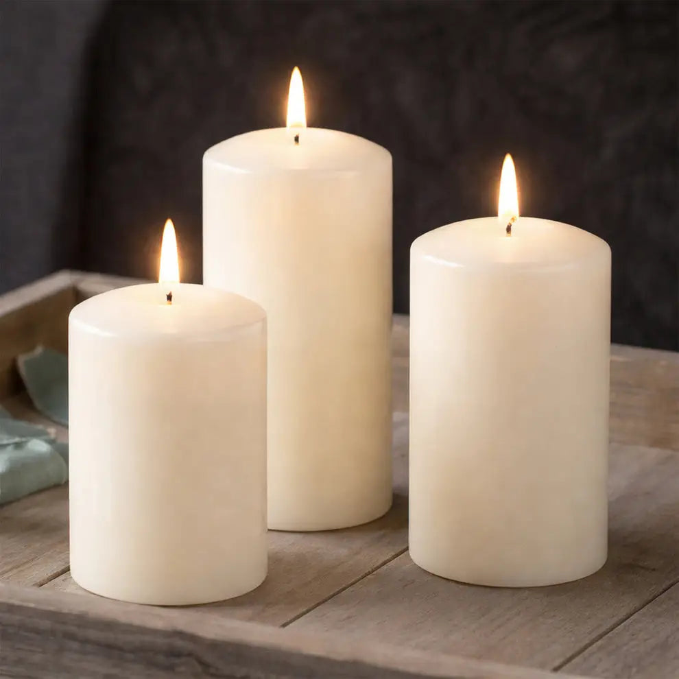 Lexi Lighting Set of 2 LED Ivory Wax Pillar Candles – 3 Sizes