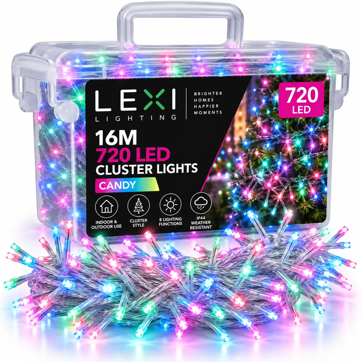 Lexi Lighting 16M 720 LED Candy Cluster Lights
