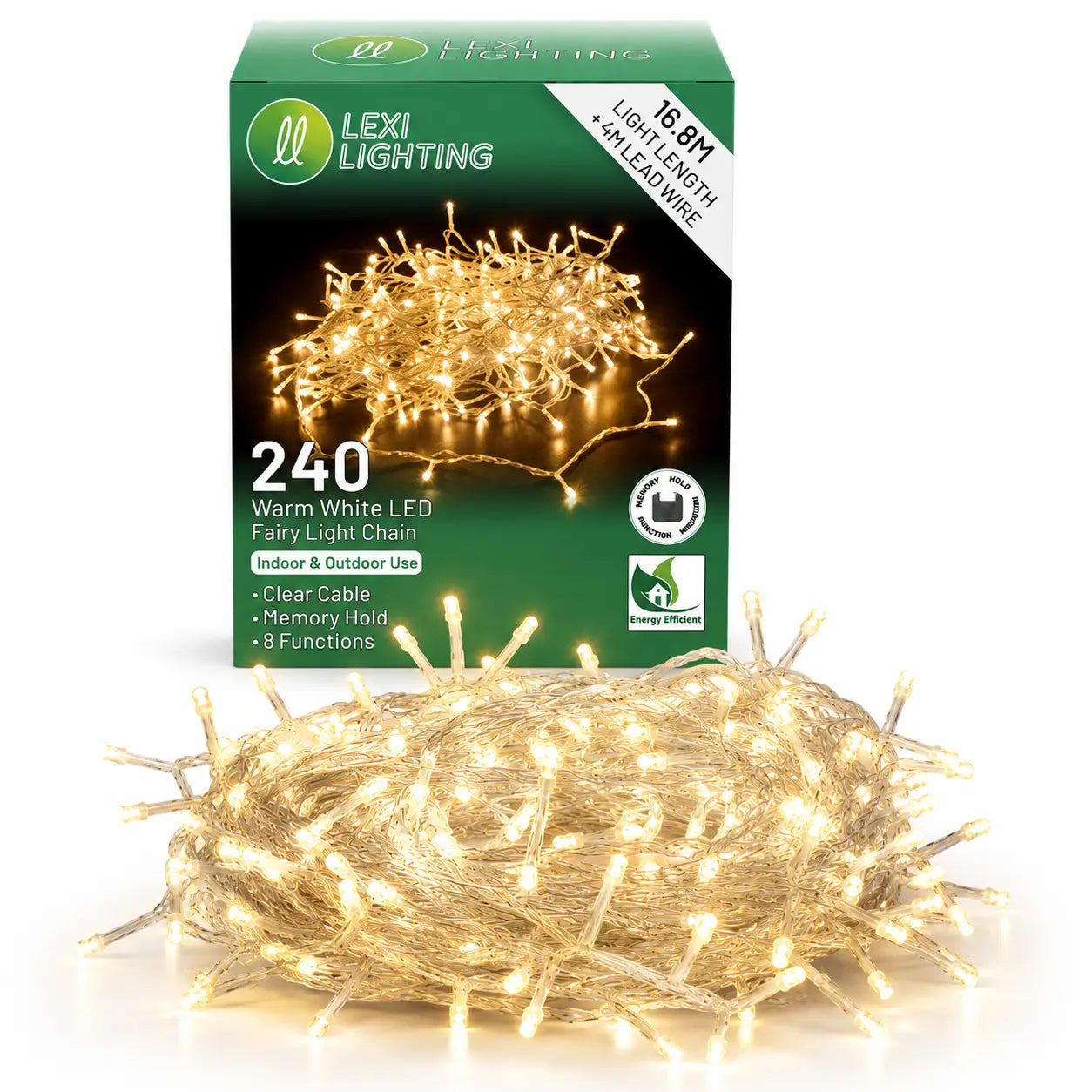 Lexi Lighting 21M 240 LED Warm White Colour Connectable Fairy Lights