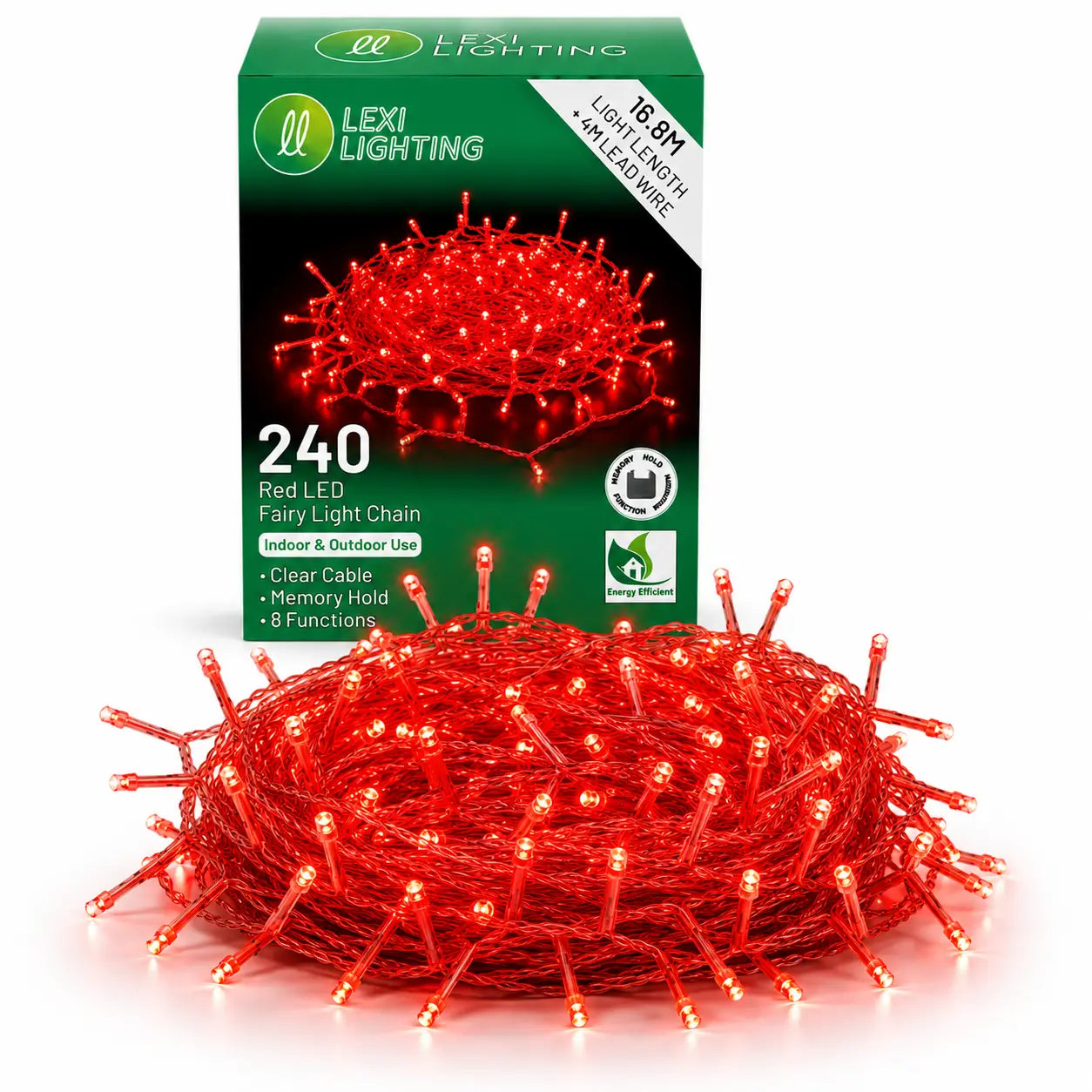 Lexi Lighting 21M 240 LED Red Colour Connectable Fairy Lights