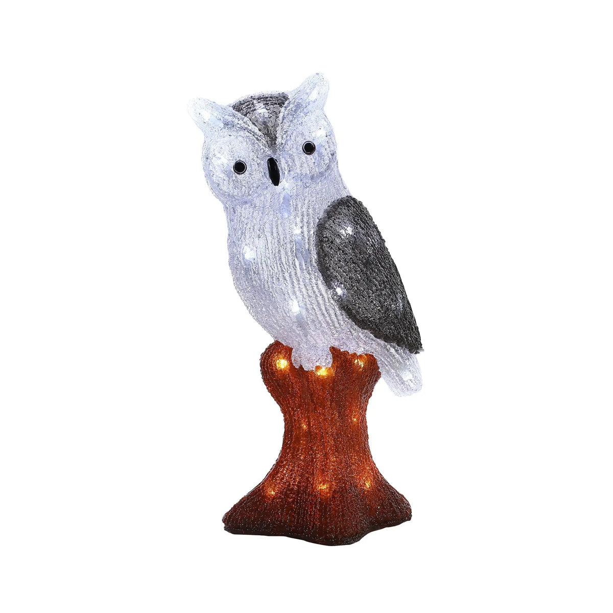 Lexi Lighting acrylic owl white Christmas figurine with glittery base