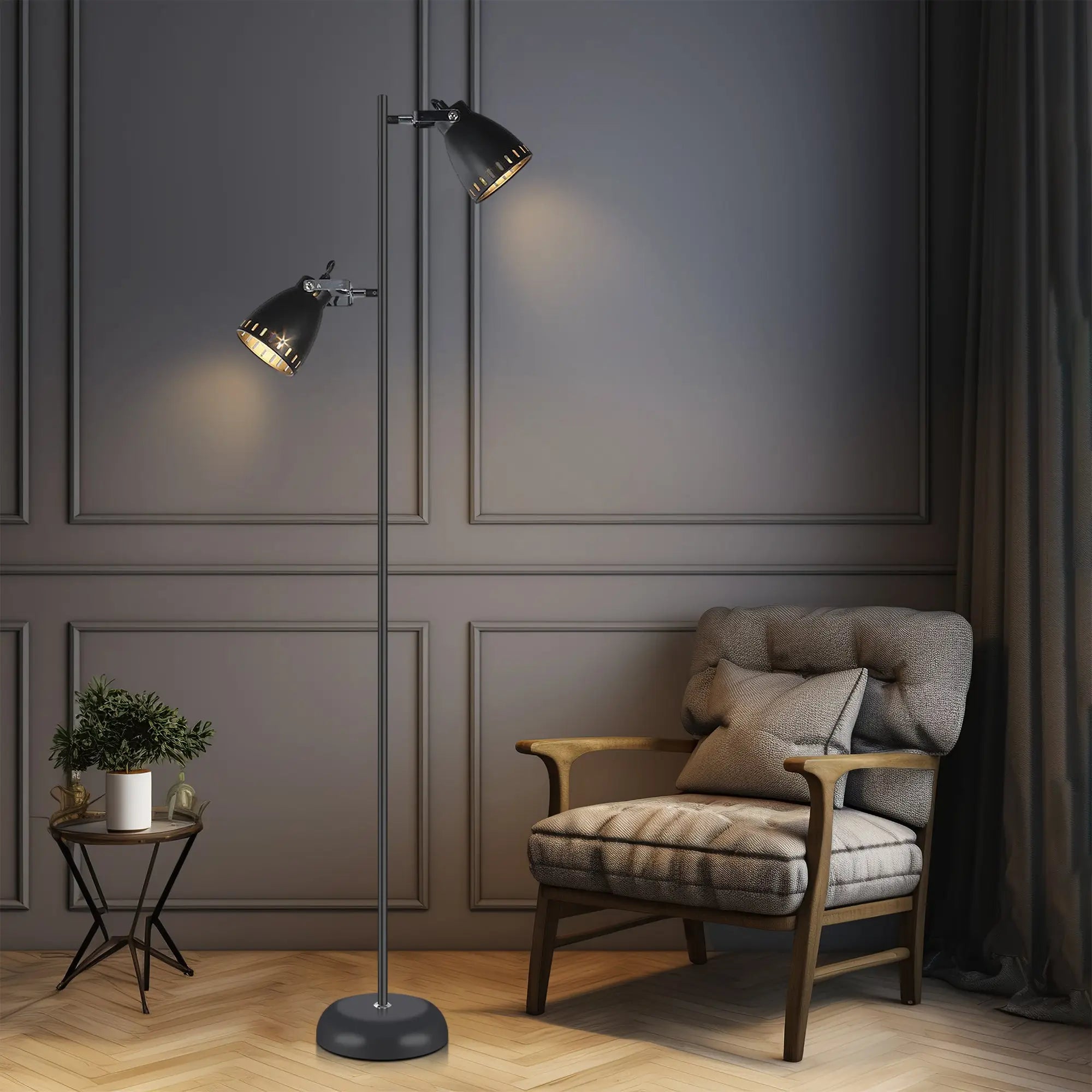 Lexi Lighting Audrey Floor Lamp Black with adjustable arms