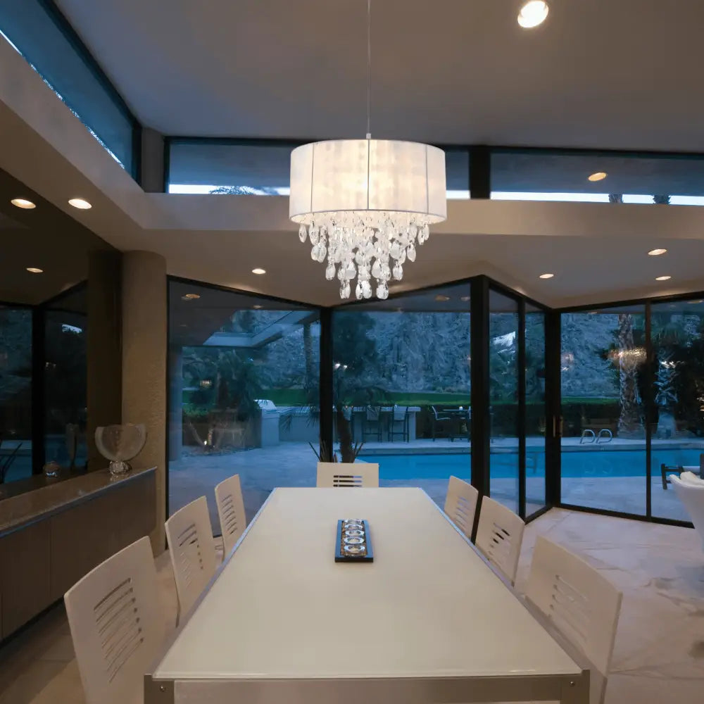 Green Earth Lighting Australia Home & Garden > Lighting > Ceiling Lights Delia White Acrylic Chandelier Pendant Light | Modern Angel Tear Crystal Shade LL002CH072W