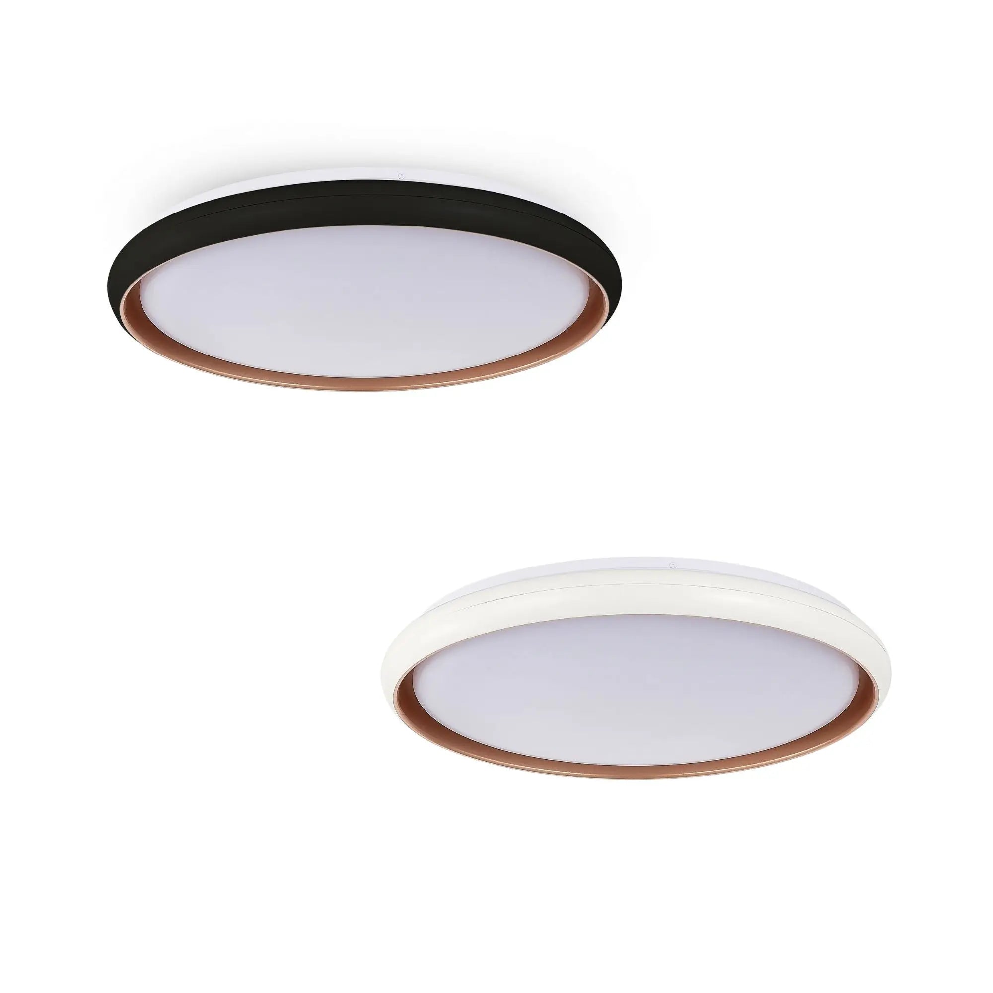 Melanie 28W CCT LED ceiling light with copper trim and white diffuser