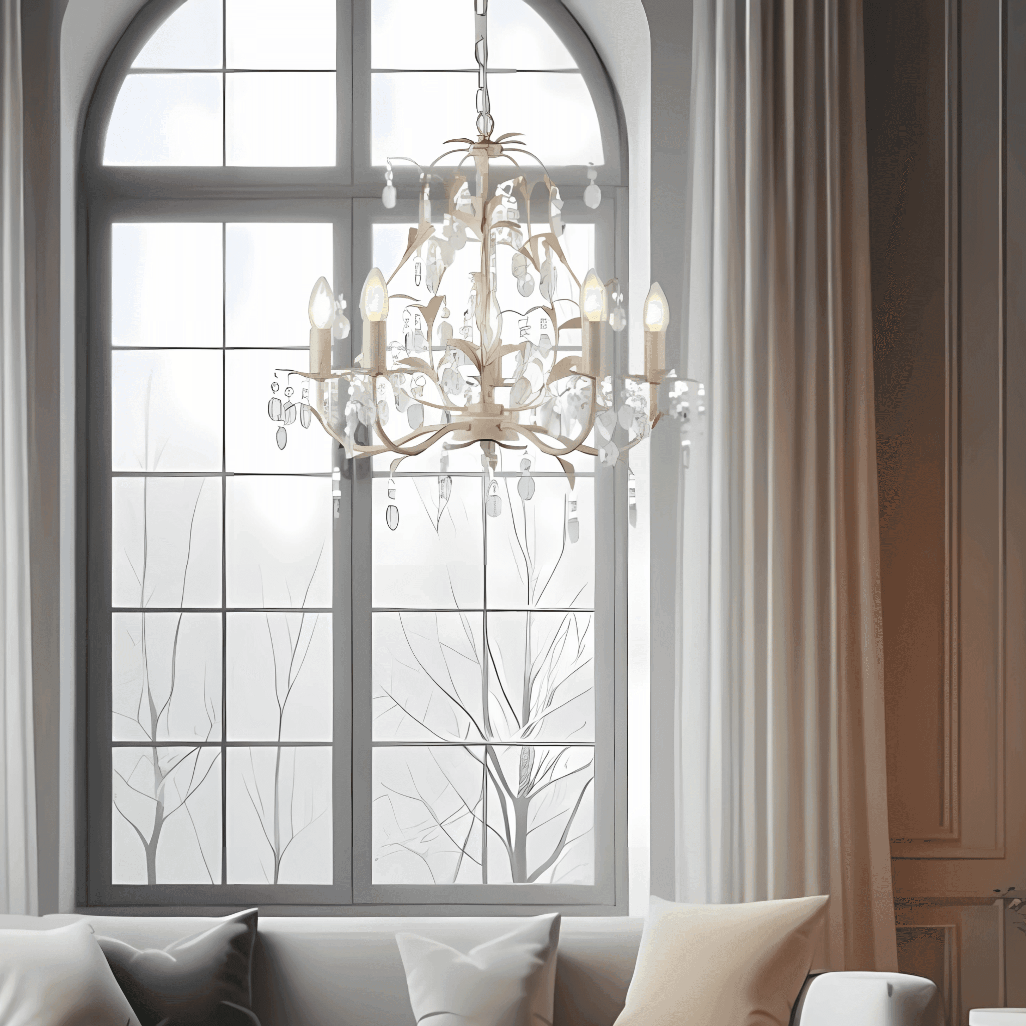 Green Earth Lighting Australia Home & Garden > Lighting > Ceiling Lights Stella 5 Light Crystal Pendant | Ivory & Brushed Gold Modern Chandelier LL002CH016L