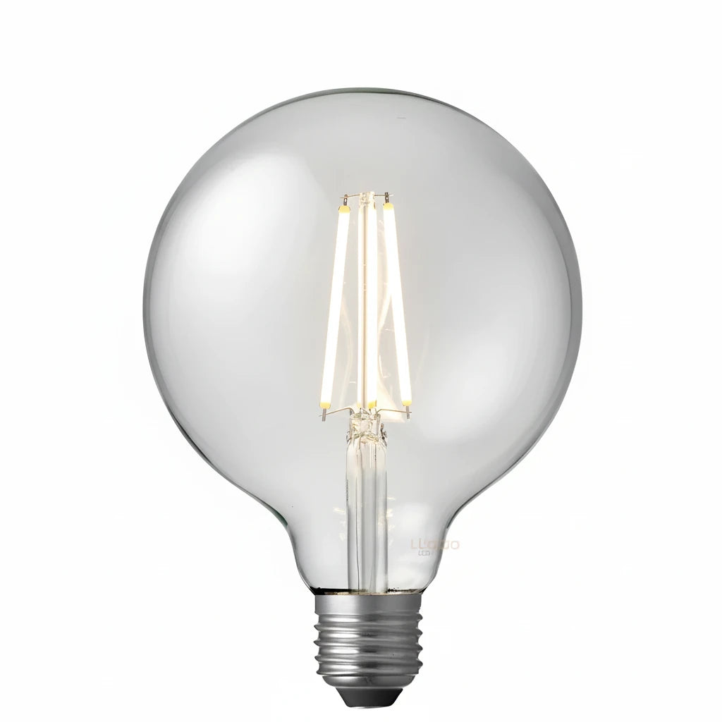 Clear glass globe shaped liquid led’s 12w g125 filament globe e27 4000k clear dimmable led bulb with edison base