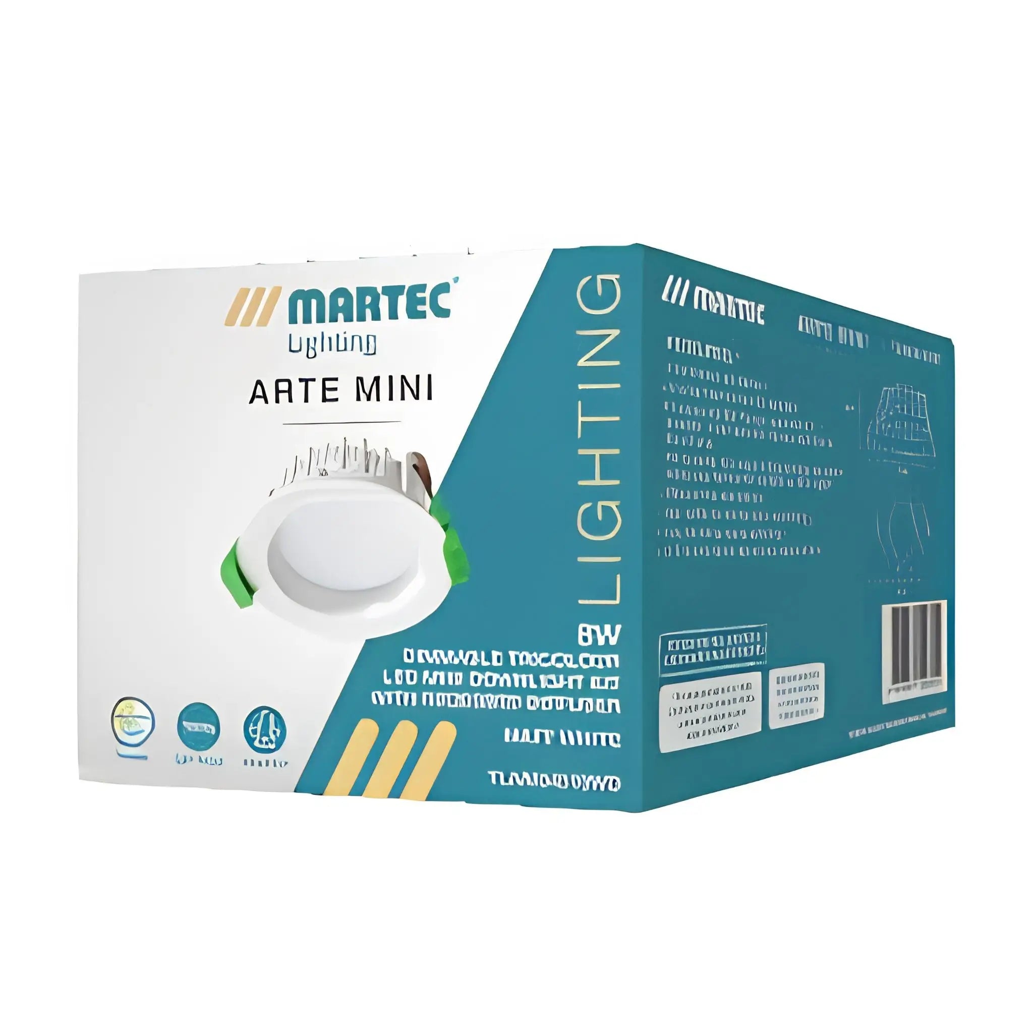 Martec Arte Mini 8W Tri-Colour LED Dimmable Recessed Ceiling Light - 70mm