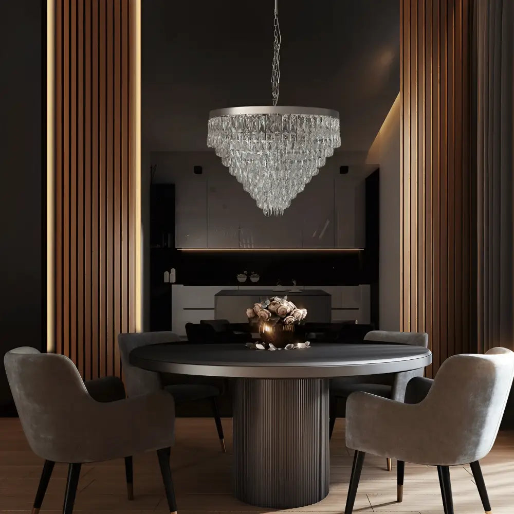 Lighting Creations Chandeliers Palazzo Premium Crystal Chandelier with Brushed Chrome Edging Palazzo