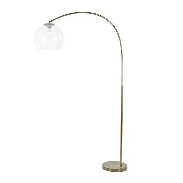 Oriel Over Arc Antique Brass Floor Lamp with Acrylic Shade