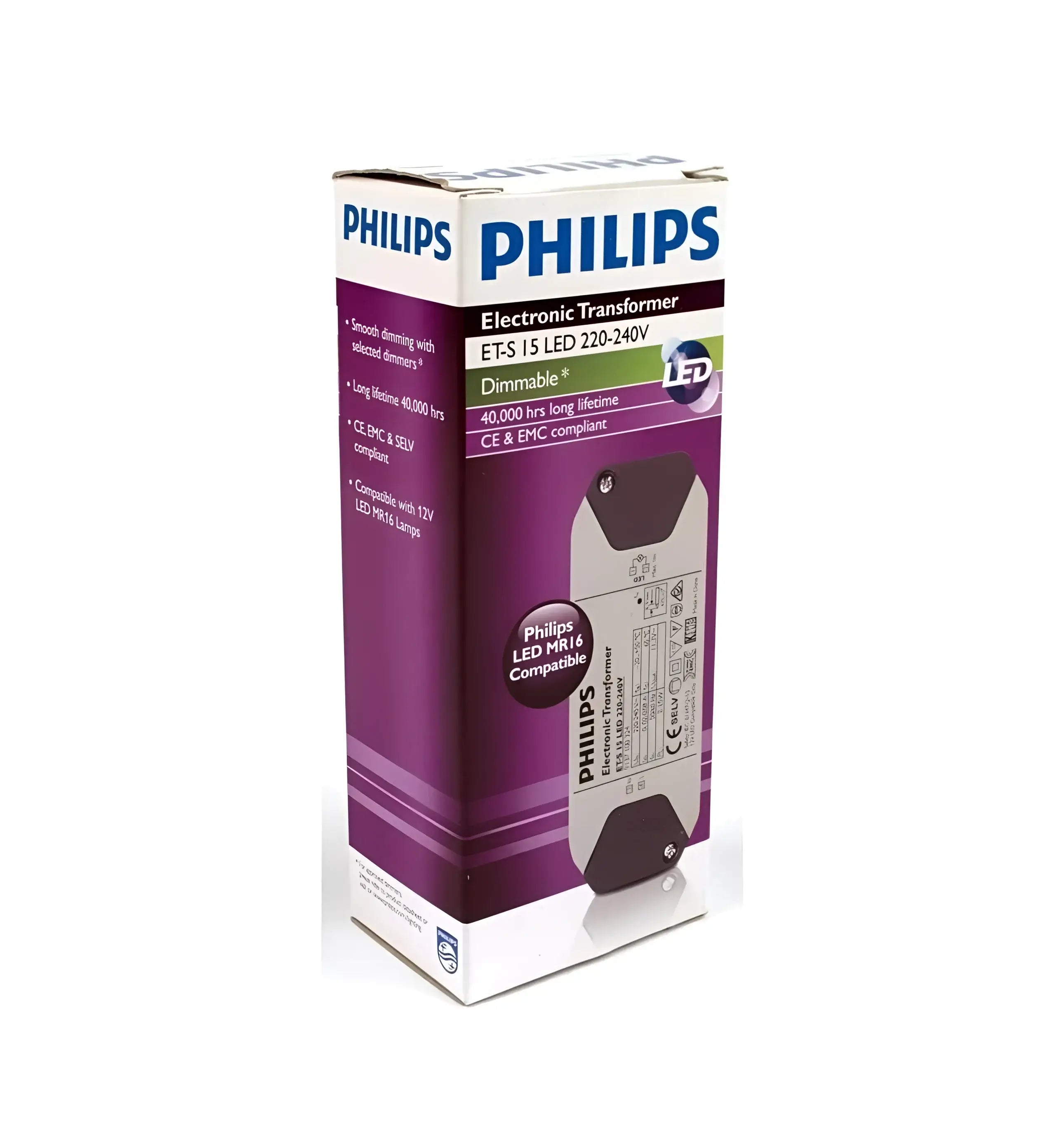 Philips et-s 15 electronic transformer box in white for 12v mr16 led dimmable lighting applications, australia model