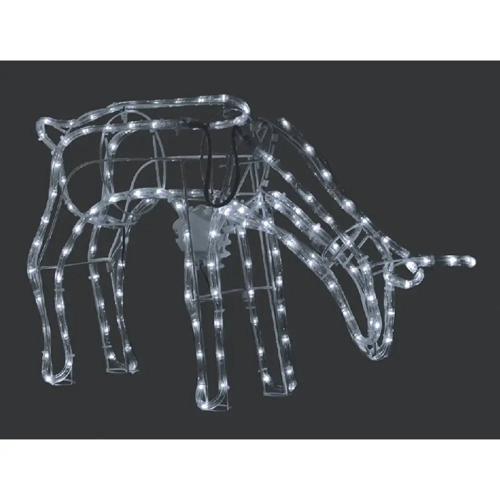 Promo Christmas Figure White 3D Illuminated LED Reindeer Stand Feeding with Motor | Three Colour Options LL0013R008W-P