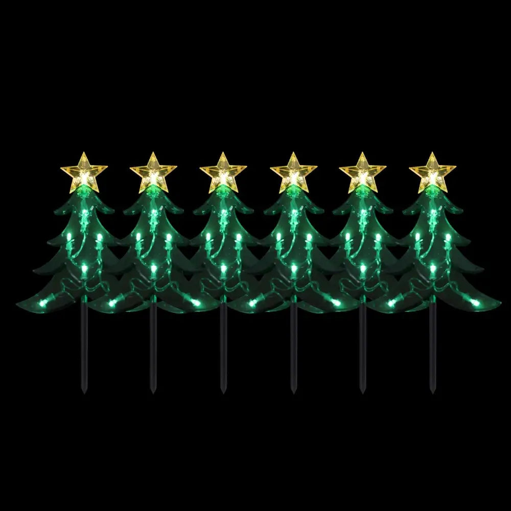 Promo Christmas Path Light Dual Power Set of 6 LED Tree Stakes LLPTH04-P