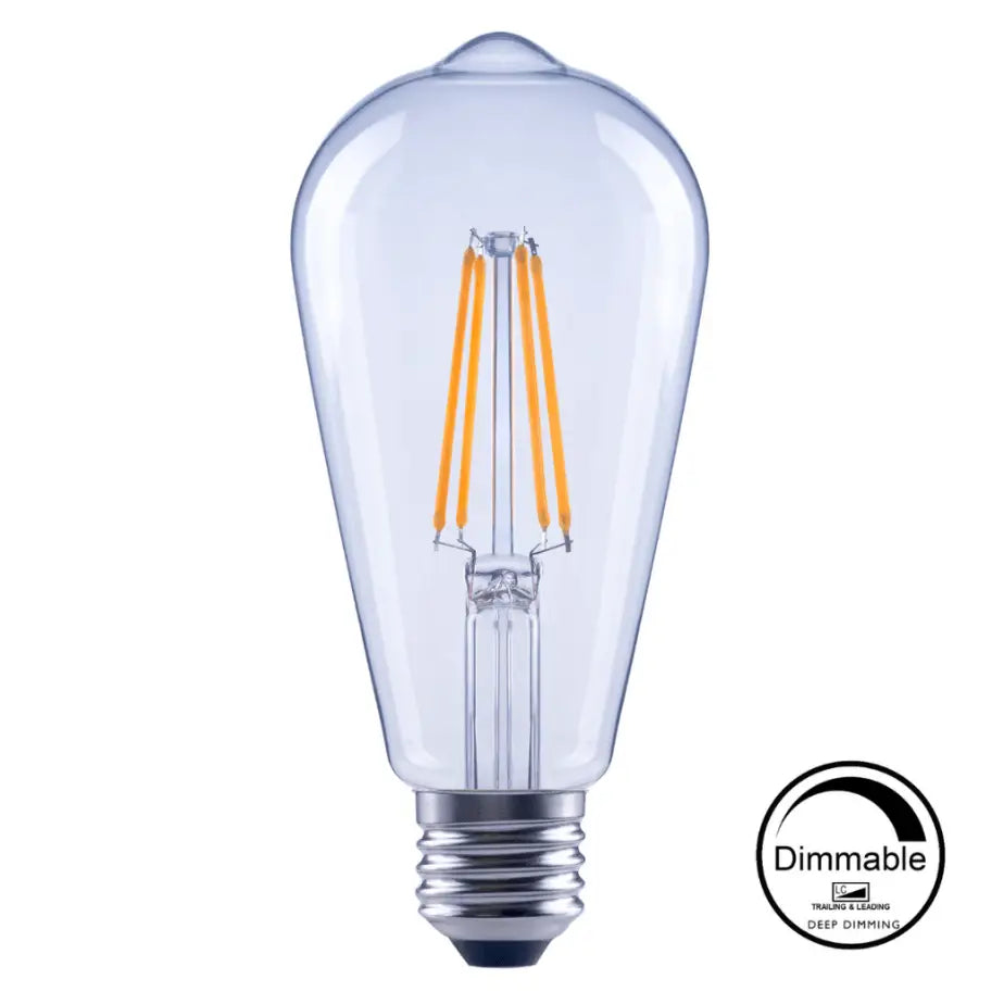 Qzao LED Globes 7.2W E27 Pear Style Vintage Dimmable LED Globe ST64 Shape 2700K 65936