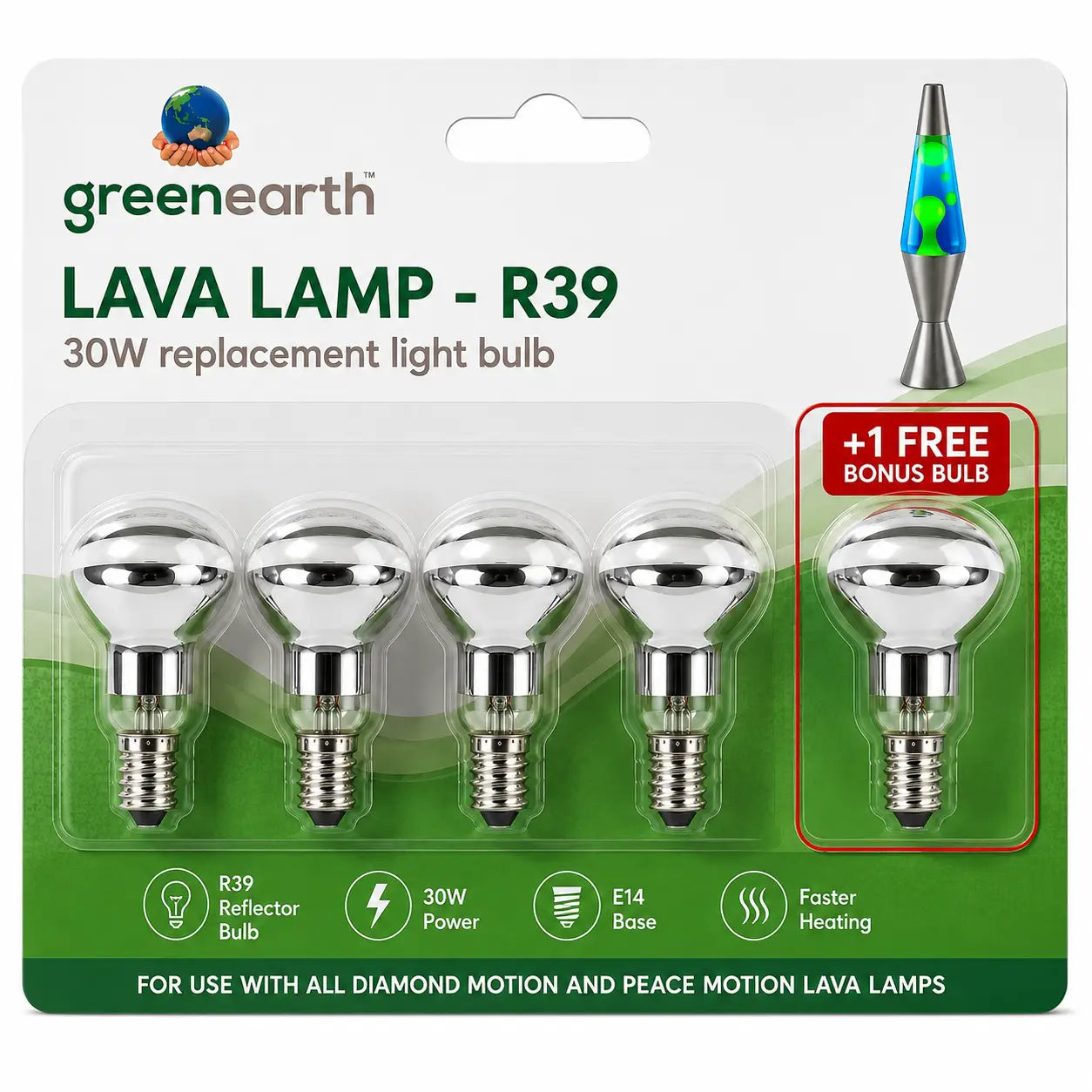 5 pack R39 30W E14 lava lamp replacement bulbs – buy 4 get 1 free