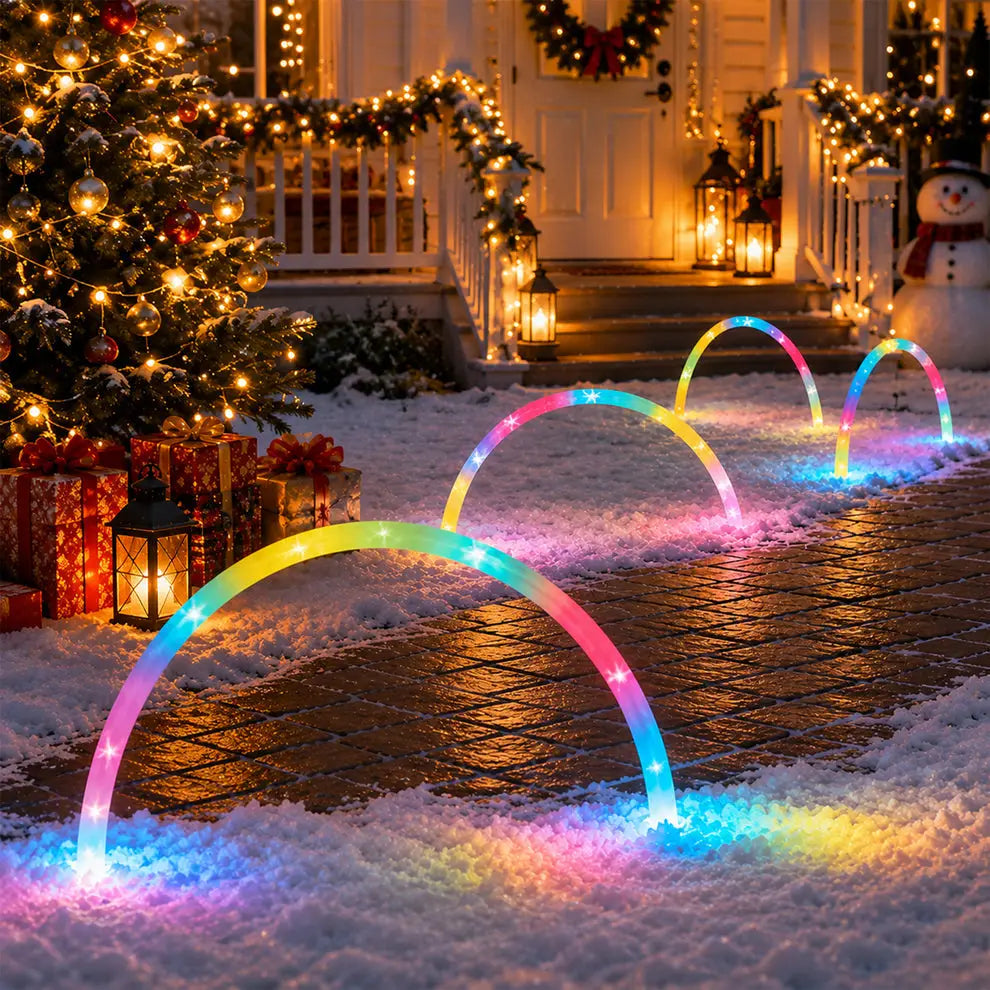Set of 3 RGB LED Candy Cane Arch Christmas Pathway Lights – Lexi Lighting