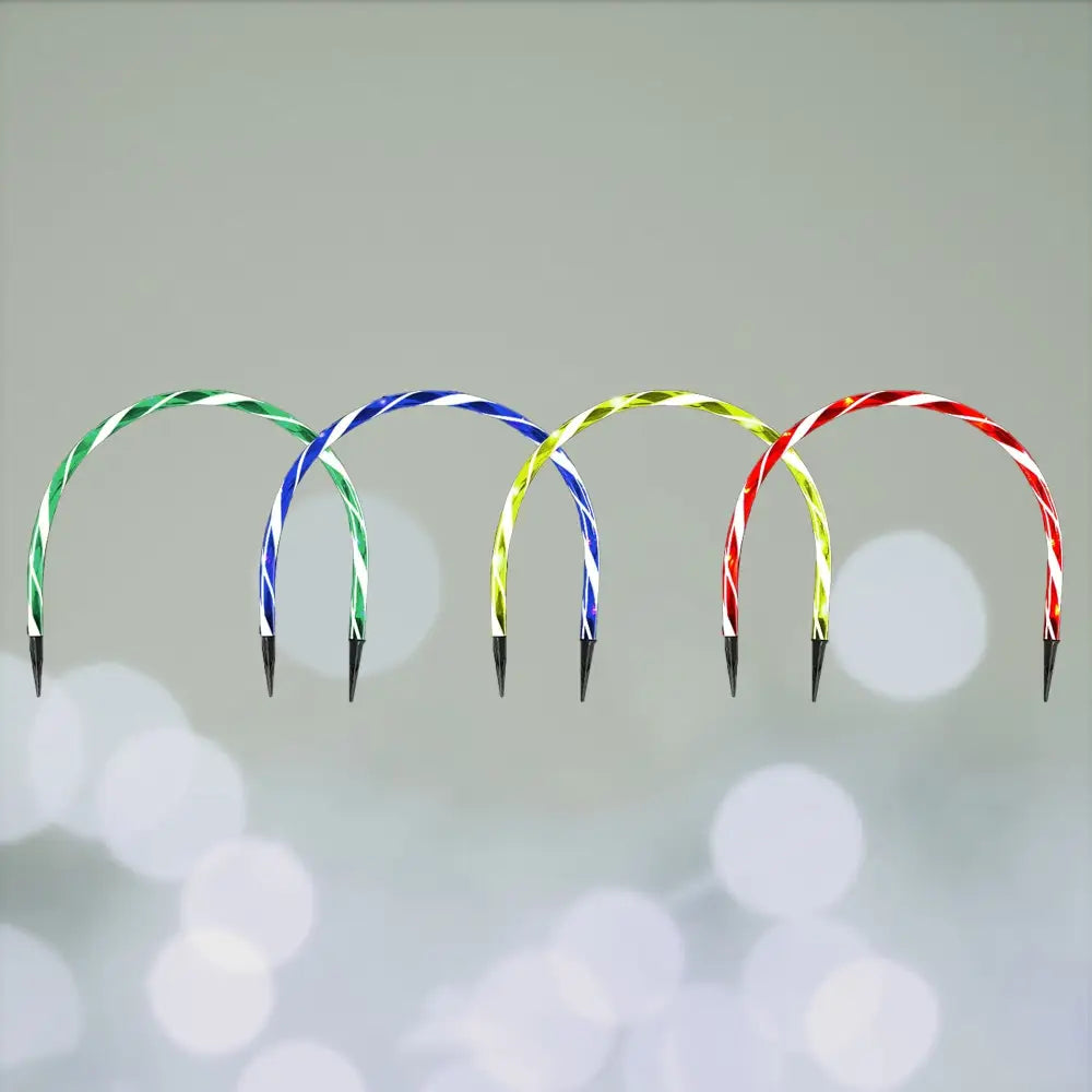 Lexi Lighting Christmas Path Light Multicolour Set of 4 Arch Pathway Candy Cane Lights - 2 Colour Options LLPTH07-P