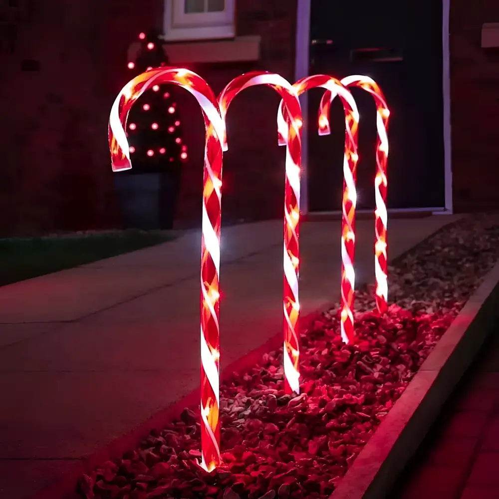 Lexi Lighting Christmas Path Light Set of 4 Connectable Candy Cane - 2 Colour Options