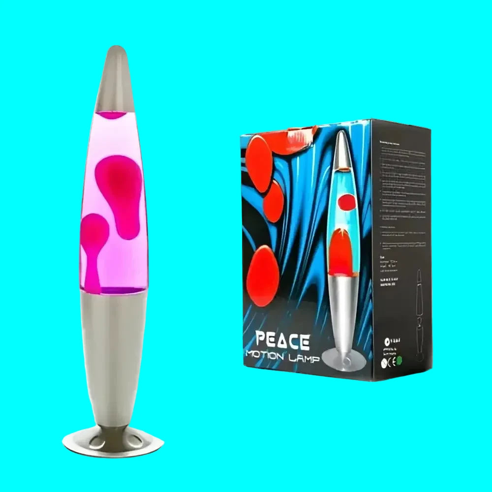 Pink Peace Motion Lava Lamp Silver Base Pink Liquid