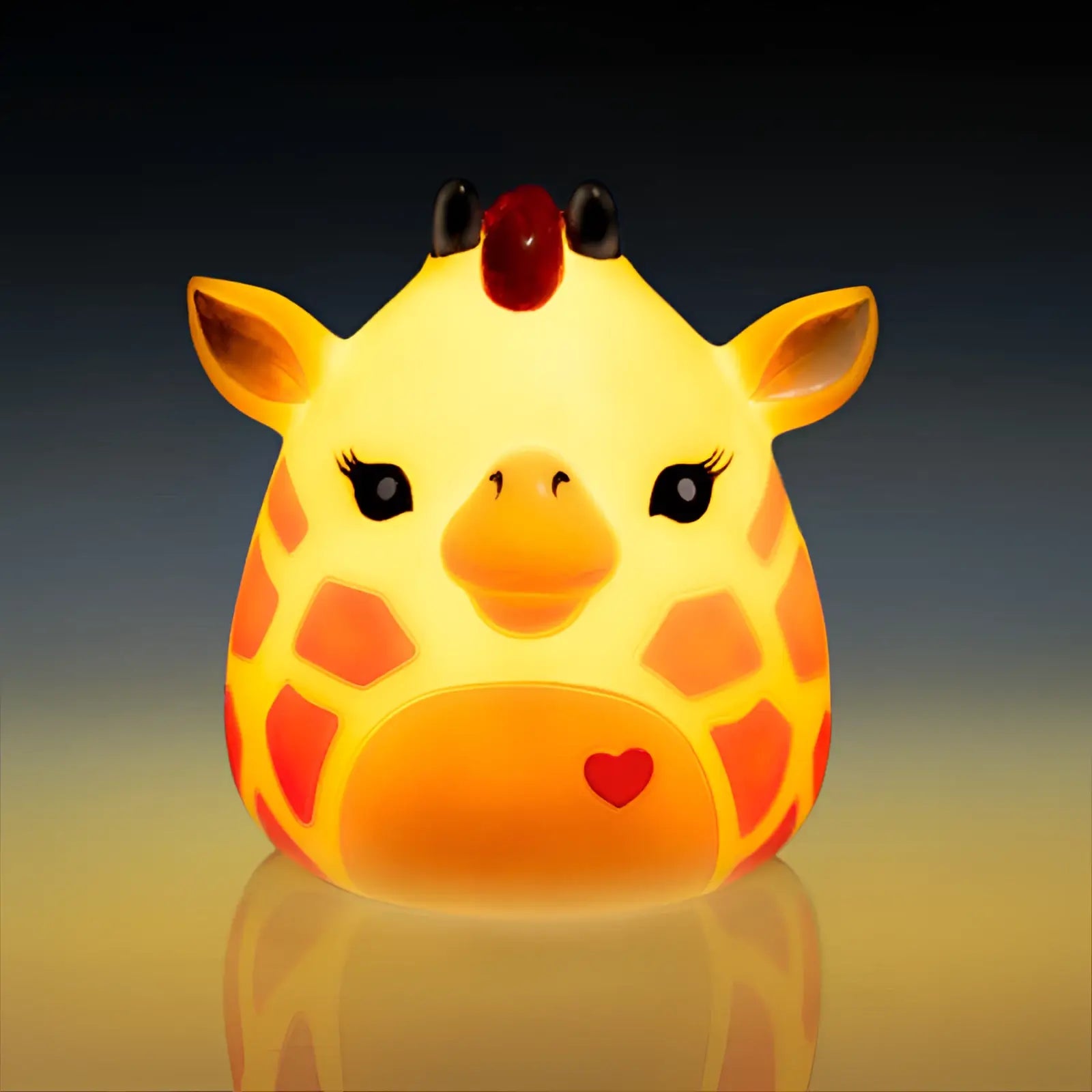 Smoosho’s Pals giraffe lamp: yellow night light with heart nose, red horn