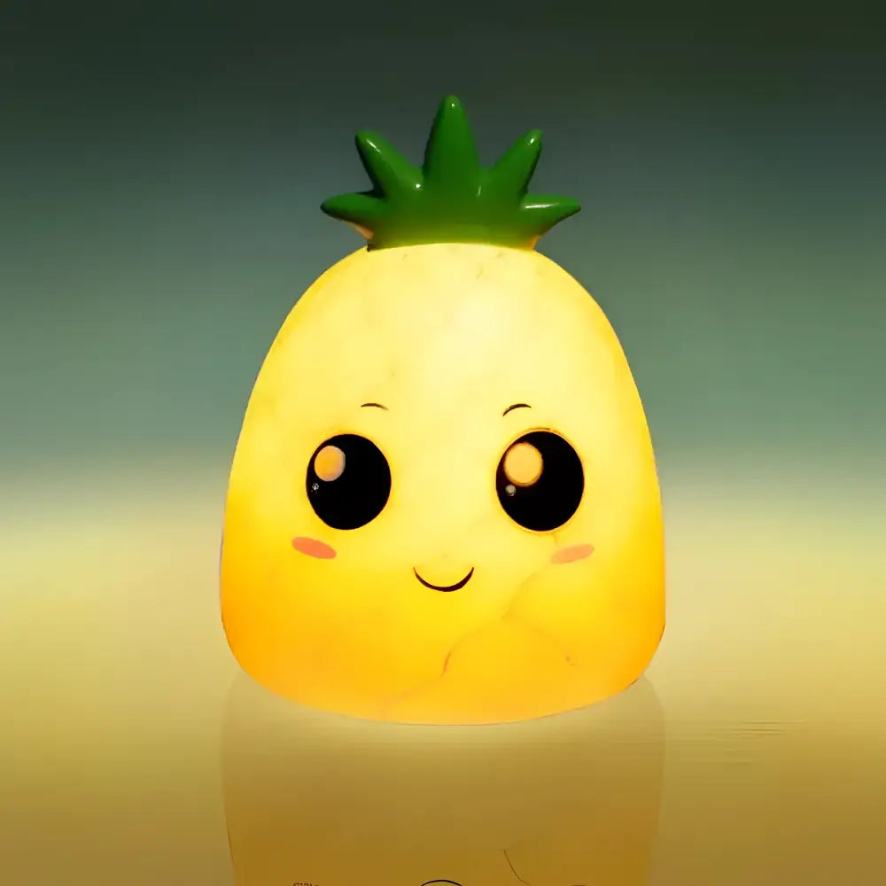 Smoosho’s Pals pineapple lamp with yellow green cartoon face night light