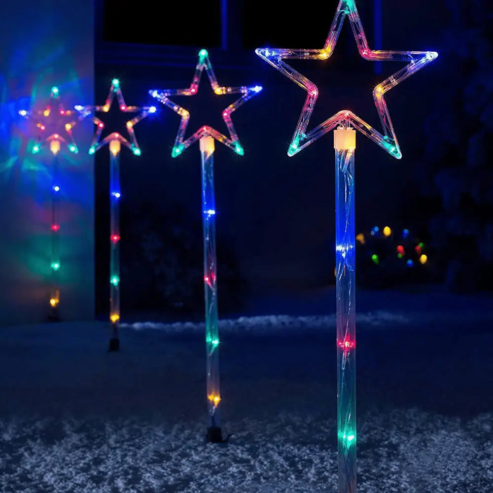 Promo Christmas Path Light Solar Power Set of 4 LED Star Path Light LLPTH01MSL-P