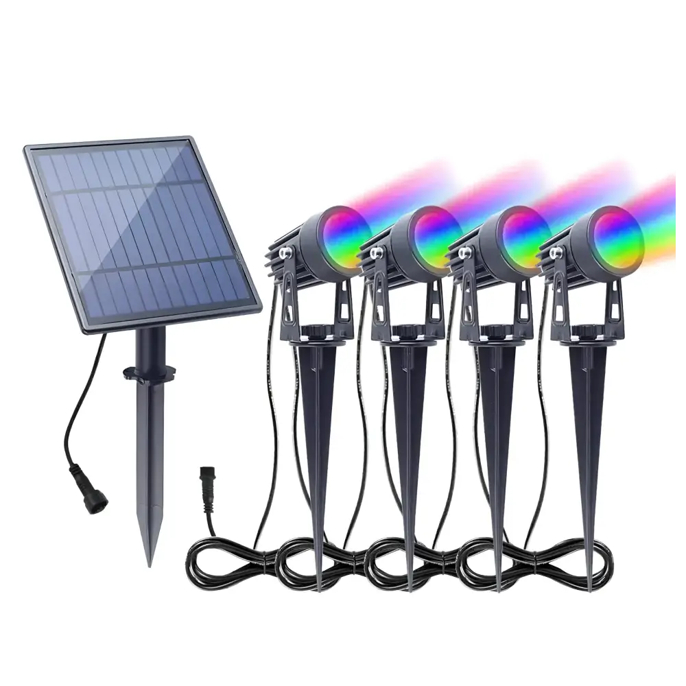 Green Earth Lighting Australia Garden Professional Grade DIY RGB 4 Piece Solar Garden Spike 4 in 1 Kit MONETRGB