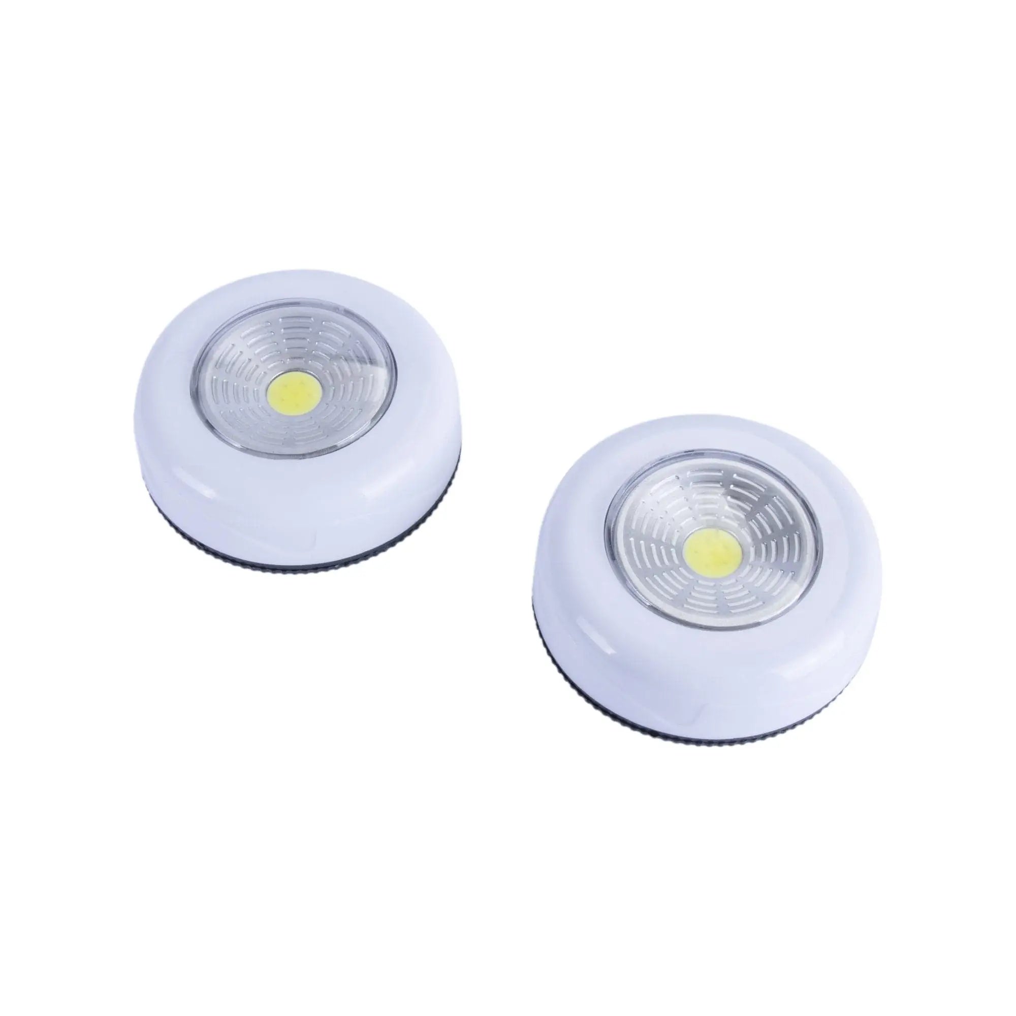 Two white wireless peel n stick lights 2-pk with cob led technology for cordless lighting solutions