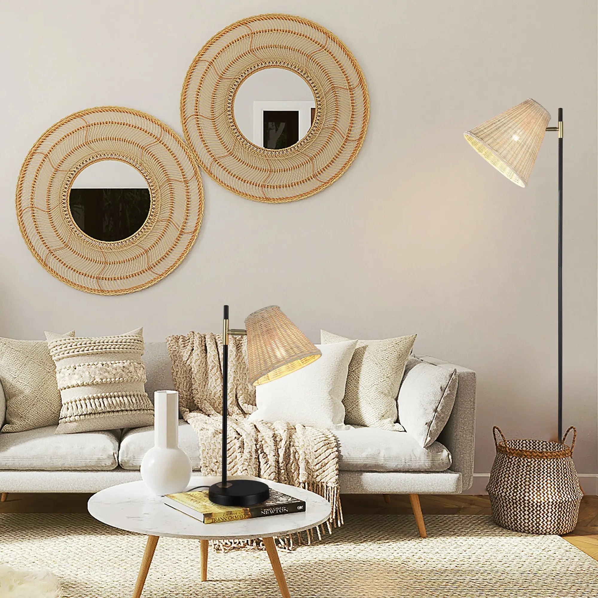 Yvette Rattan Floor Lamp Lexi Lighting