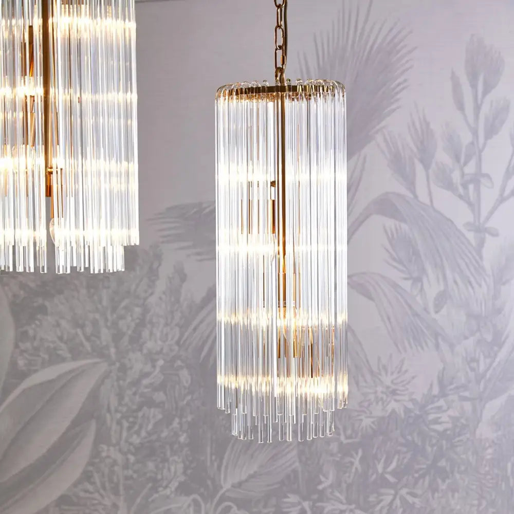 CAFE Lighting & Living Pendant ZARA LONG Brass with Handmade Glass Rods Pendant 20678