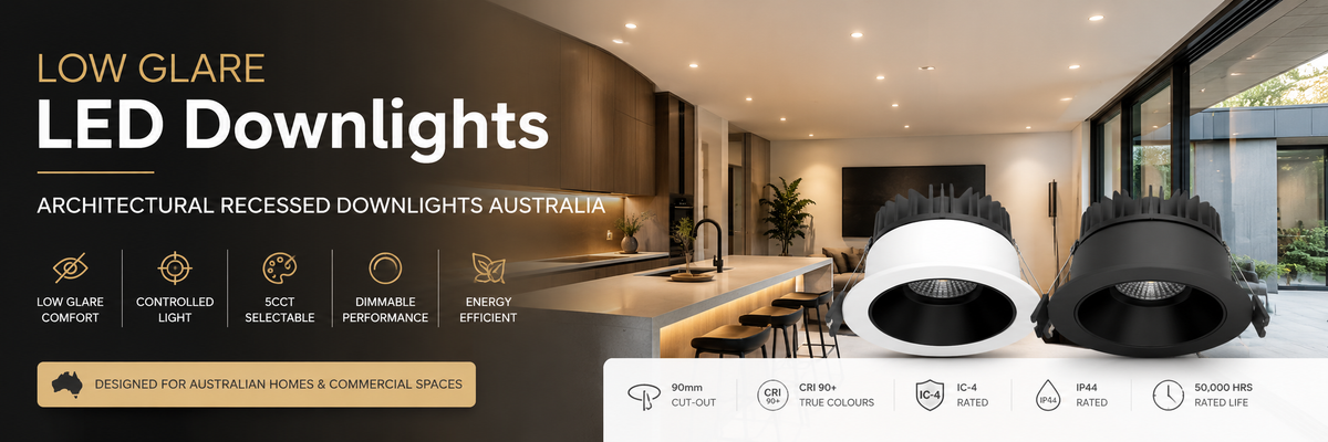 Low glare LED downlights for Australian homes with architectural recessed lighting