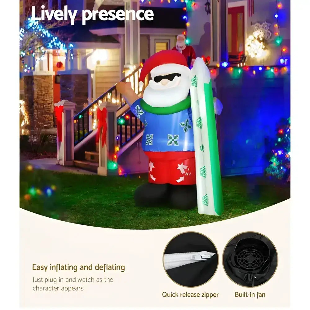 1.6m Inflatable Santa Decor with Lights