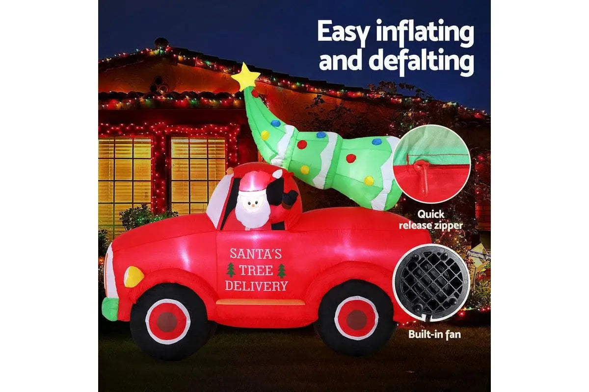 1.6m Santa on Truck Light Up Christmas Inflatable