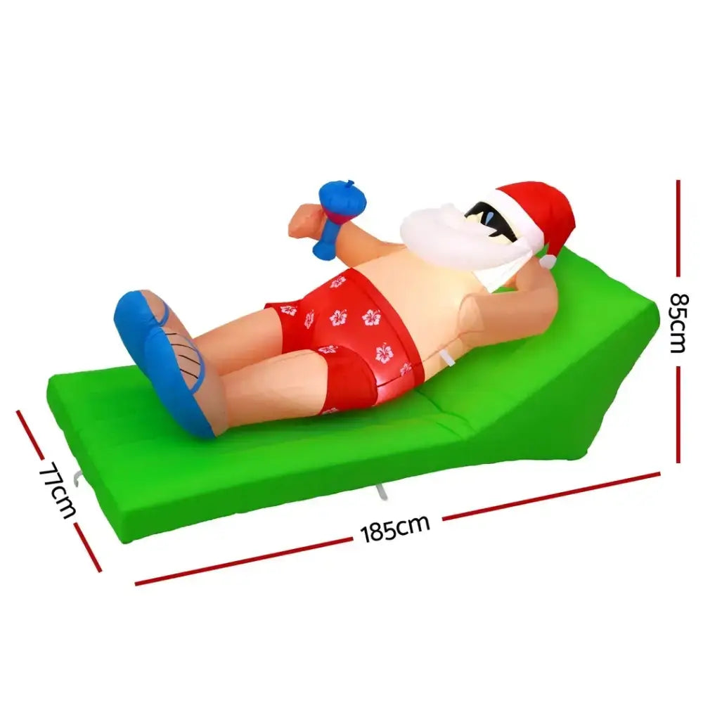 1.8M Christmas Inflatable Santa Bench LED Illuminated Decorations