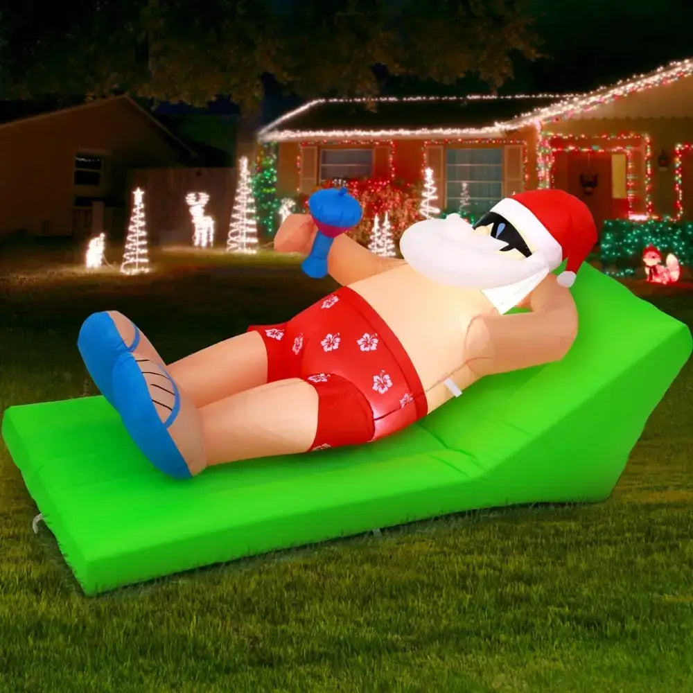 1.8M Christmas Inflatable Santa Bench LED Illuminated Decorations